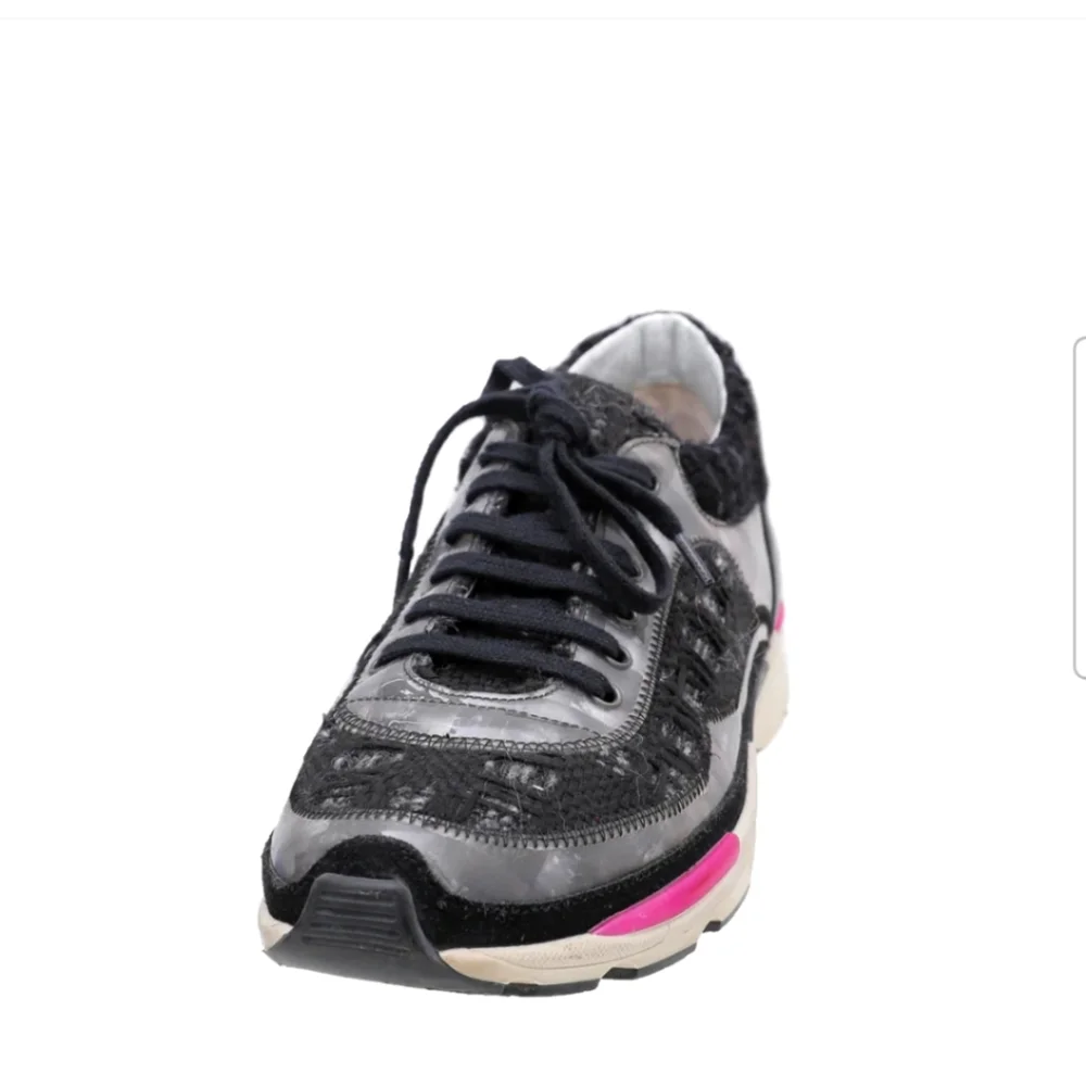 CHANEL Supermarket Tweed Lace up Sneakers Size 36
